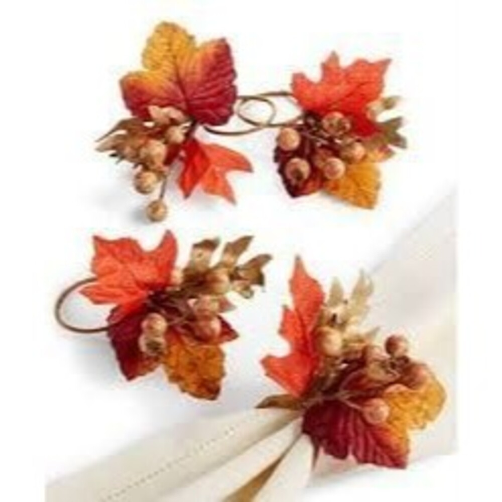 Martha Stewart Collection Leaf Trim Napkin rings set of 4